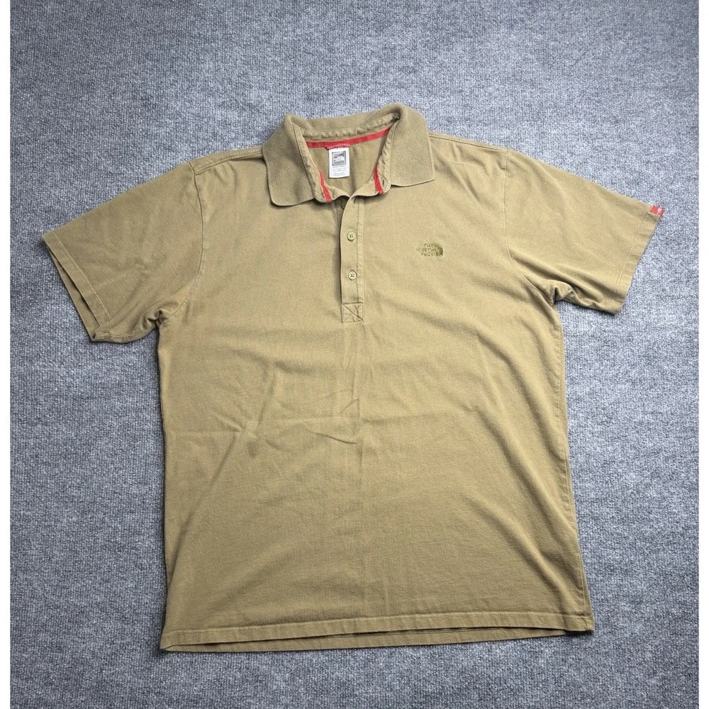 The North Face Men's Polo Shirt Brown Short Sleeve Size Large 100% cotton
